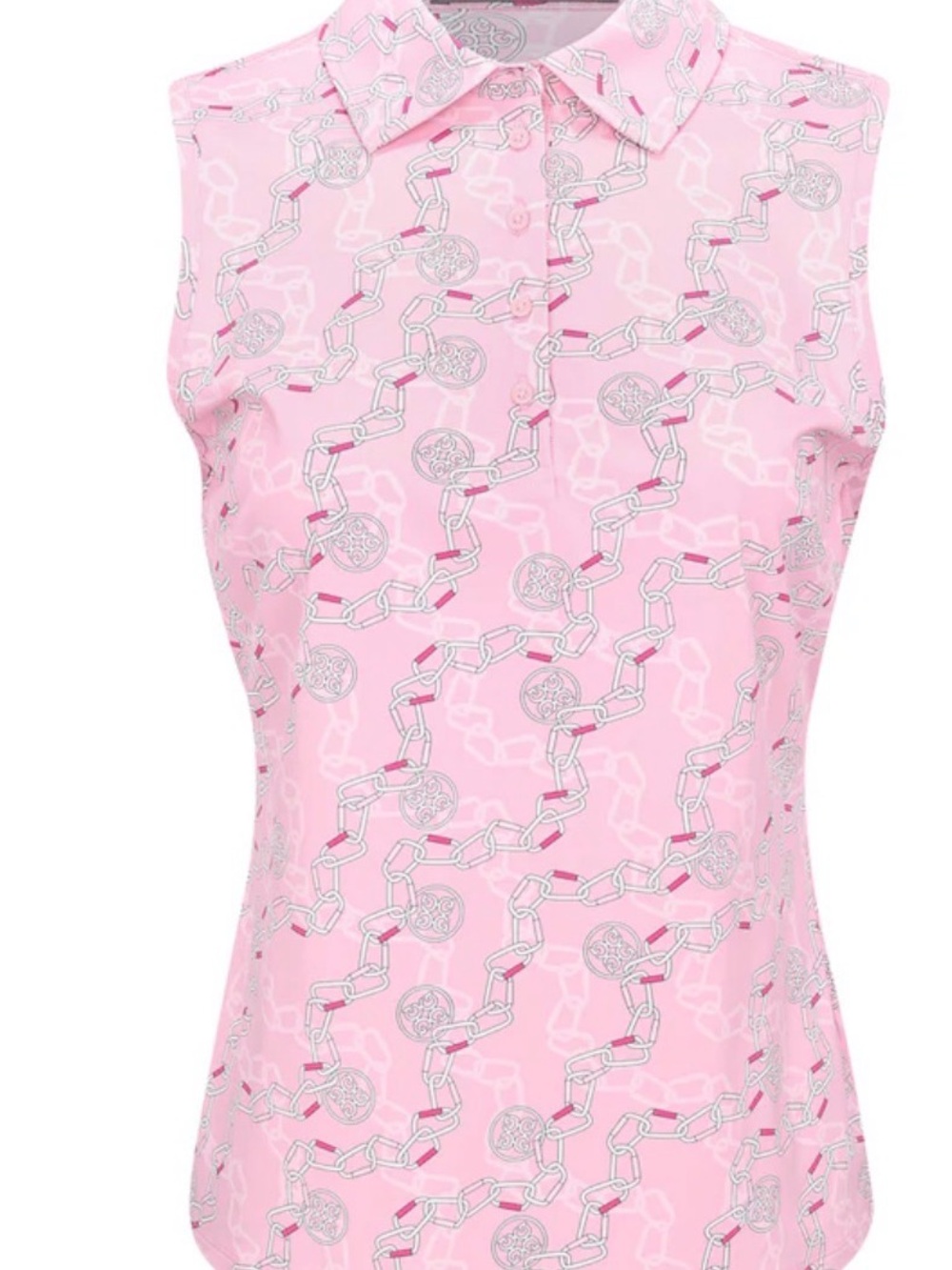 G/FORE Set of Two Women's Golf Polo Bundle - White & Pink L Pleated Collar NWT